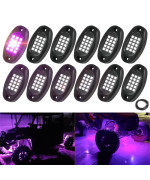 Winunite 12 Pods True Purple Led Rock Lights With 525Ft Extension Wires, Ip67 Waterproof Rock Lights For Off Road Truck Car Suv Atv Utv Motorcycle Underglow Light Fender Lighting Rock Light