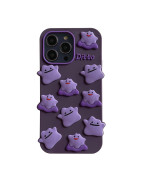 Yakvook For Iphone 12 Pro Max Case Kawaii, 3D Cartoon Little Monster Phone Case Soft Silicone Shockproof Protective Purple Phone Case Cover Compatible With Iphone 12 Pro Max Cute Women Girls