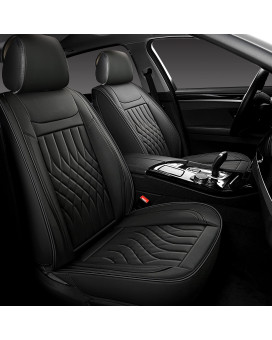 Sanwom Leather Car Seat Covers 2 Pcs Front, Universal Automotive Vehicle Seat Covers, Waterproof Vehicle Seat Covers For Most Sedan Suv Pick-Up Truck, Black