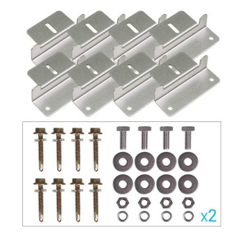 Renogy Solar Panel Z Brackets Holder 2 Sets, For Mounting Solar Panel Roof Mount Z Bracket With Nuts And Screws For Motorhome, Boat, Roof, Wall And Other Off-Gird Roof Installation, 8 Pieces