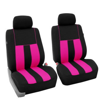 Fh Group Car Seat Covers Front Set Cloth - Seat Covers For Low Back Car Seats With Removable Headrest, Universal Fit, Automotive Seat Cover, Airbag Compatible Car Seat Cover For Suv, Sedan, Van Pink