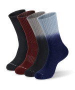 Monfoot Womens And Mens 4-Pack Athletic Cushioned Crew Socks Dip Dye Blue Black Medium