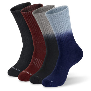 Monfoot Womens And Mens 4-Pack Athletic Cushioned Crew Socks Dip Dye Blue Black Medium