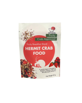 Snout And Shell Berry Hibiscus Hermit Crab Dry Food - High Protein Nutrient Blend Diet Of Rolled Oats, Blueberries, Strawberry, Banana, Sprouted Seeds Mix - Aquatic Pet Animal Snack Treat 65G