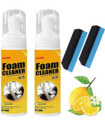 Multipurpose Foam Cleaner Spray, Foam Cleaner For Car And House Lemon Flavor, Leather Decontamination, Multi-Functional Foam Cleaner, Cleaning Spray For Car Interior Ceiling Leather Seat (2Pcs(2*100Ml))