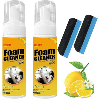 Multipurpose Foam Cleaner Spray, Foam Cleaner For Car And House Lemon Flavor, Leather Decontamination, Multi-Functional Foam Cleaner, Cleaning Spray For Car Interior Ceiling Leather Seat (2Pcs(2*100Ml))