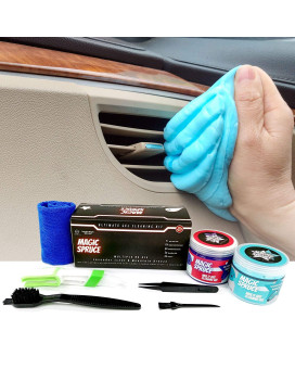 Toysbutty Car Cleaning Gel Kit Supplies For Car Interior Detailing, 2 Pots Car Slime Cleaner, 4 Anti-Static Detailing Brushes, Vent Cleaner Duster Tools, Auto Dust, Pc Laptop, Keyboard Cleaner Putty