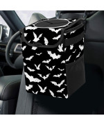 Black And White Goth Bats Car Trash Can With Lid Collapsible Reusable Waterproof Car Garage Bag,Automotive Garbage Can,Car Accessories Interior Car Organizer