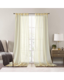 Dreaming Casa Yellow Sheer Curtains 96 Inches Long Rod Pocket Curtains 72 W X 96 L