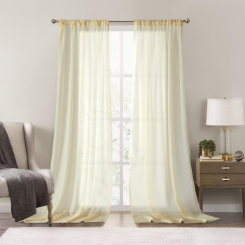 Dreaming Casa Yellow Sheer Curtains 96 Inches Long Rod Pocket Curtains 72 W X 96 L