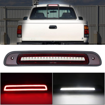 R&F Auto F1 Style Strobe Led Third Brake Light Replacement For 2000-2006 Tundra Pickup Trucks High Mount Stop Lamp White Roof Cargo Light 3Rd Brake Lights Red White Lens, Oem 815700C010, 81570-0C010