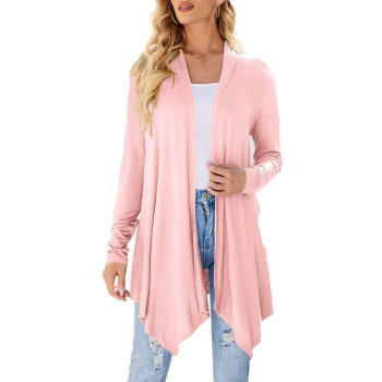 Light Cardigan For Women Casual Open Front Long Sleeve Sweaters Loose Outwear Light Pink L