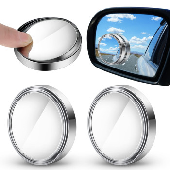 4 Pieces Blind Spot Mirrors Car Rear View Mirrors Wide View Angle Mirror Round Hd Glass Convex Mirror Adjustable With Frame For Cars Suv Trucks Mirror Accessories (Silver,2 Inch)