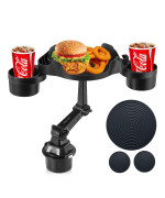 Holdcy Cup Holder Expander For Car, 360 Degrees Rotate Adjustable 63 Inches Surface Car Tray Table And Drink Holders With 3 Coaster, Car Cup Holder Tray Apply To All Auto Models