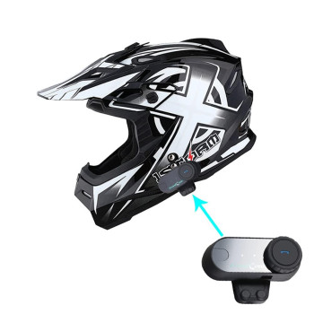 1Storm Adult Motocross Helmet Bmx Mx Atv Dirt Bike Helmet Racing Style Hf801 Motorcycle Bluetooth Headset: Sonic White