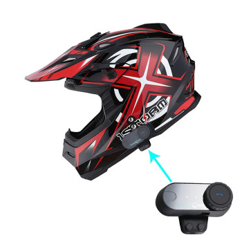 1Storm Adult Motocross Helmet Bmx Mx Atv Dirt Bike Helmet Racing Style Hf801 Motorcycle Bluetooth Headset: Sonic Red