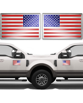 Embossed 3D Metal American Flag Car Stickers And Decals (1 Pair), 5 X 3 Us Flag Patriotic Stickers For Cars, Truck, Motorcycle, 4Th Of July Support Us Military Stickers