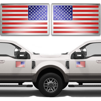 Embossed 3D Metal American Flag Car Stickers And Decals (1 Pair), 5 X 3 Us Flag Patriotic Stickers For Cars, Truck, Motorcycle, 4Th Of July Support Us Military Stickers