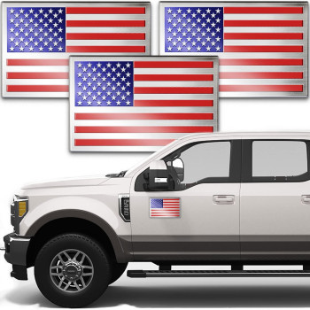 Embossed 3D Metal American Flag Car Stickers And Decals (3 Pack), 5 X 3 Us Flag Patriotic Stickers For Cars, Truck, Motorcycle, 4Th Of July Support Us Military Stickers