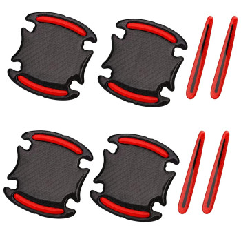 8Pcs Universal 3D Car Door Handle Paint Scratch Protector, Reflective Stripe Stickers Anti-Scratch Car Outdoor Safety Warning Marker