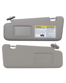 Dasbecan Left Driver Right Passenger Side Sun Visor With Light Compatible With Toyota Highlander 2008-2013 74320-48500-B0 74320-0E050-B0 (Gray)