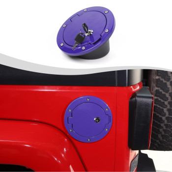 Rt-Tcz Fuel Filler Door Locking Gas Tank Cap Cover Accessories For Jeep Wrangler 2007-2018 Jk Jku,Locking Purple