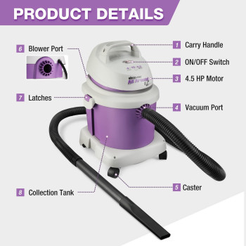 Shop-Vac 4 Gallon 4.5 Peak Hpwetdry Vacuum All Around Ez, Portable Compact Shop Vacuum, 3 In 1 Function With Wall Bracket & Attachments, 5891436