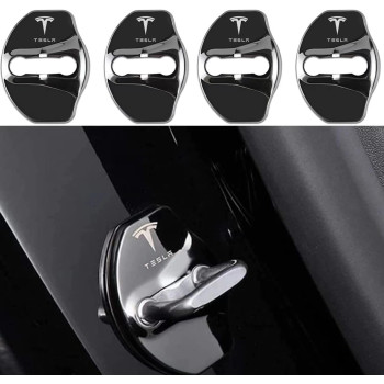 4Pcs Door Stopper Covers Compatible With Tesla Model 3Y Stainless Steel Car Door Lock Cover Door Guard Lock For Tesla Accessories