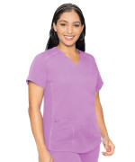 Med Couture Touch Womens V-Neck Shirttail Top, Lilac, Small