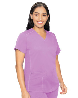 Med Couture Touch Womens V-Neck Shirttail Top, Lilac, Small