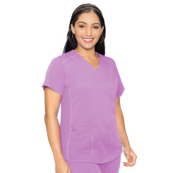 Med Couture Touch Womens V-Neck Shirttail Top, Lilac, Small