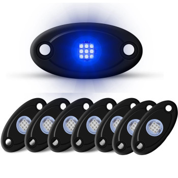 Ly8 Led Rock Lights 8 Pods Blue For Truck Atv Utv Suv Motorcycle Car Boat Shockproof Waterproof Underbody Glow Neon Trail Rig Fender Lighting