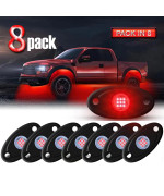 Ly8 Led Rock Lights 8 Pods Red For Truck Atv Utv Suv Motorcycle Car Boat Shockproof Waterproof Underbody Glow Neon Trail Rig Fender Lighting