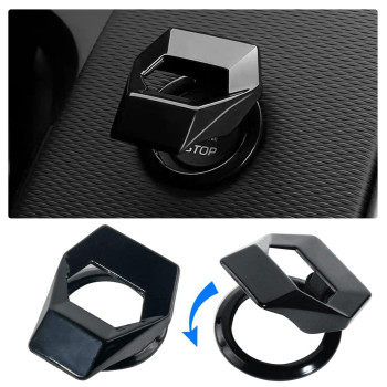 Vargtr Universal Engine Startstop Button Cover,Aluminum Alloy Car Power Control Trim,Push To Start Button Cover Key Protective Cover For Civic Crv Xrv Challenger Charger Chr (Black)