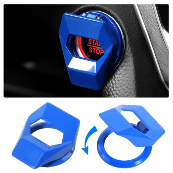 Vargtr Universal Engine Startstop Button Cover,Aluminum Alloy Car Power Control Trim,Push To Start Button Cover Key Protective Cover For Civic Crv Xrv Challenger Charger Chr (Blue)