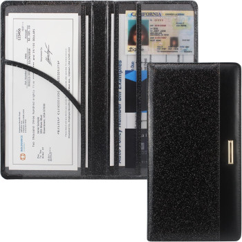 Radwimps Car Registration And Insurance Card Holder With Magnetic Closure, Premium Pu Leather License Registration Holder For Driver License, Insurance Card, Paperwork, Men Women (Glitter Black)