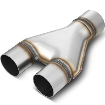 Autosaver88 Stainless Steel 25 Inch Exhaust Y Pipe, 25 Single To 225 Dual Exhaust Adapter Connector, 10 Overall Length, Universal 2 12 Inch To 2 14 Inch Y-Pipe, Weld-On