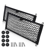 Small Cargo Net For Car Trunk Storage,2 Pack Elastic Mesh Net Pocket Organizer Pouch Bag,Stretchable Automotive Cargo Nets With 8 Pieces Mounting Screws And Hooks For Rv,Suv,Boats,Home