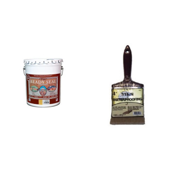 Ready Seal 510 Exterior Stain And Sealer For Wood, 5-Gallon, Golden Pine Linzer 3121 0400 Stain Waterproofing Brush, 4 In