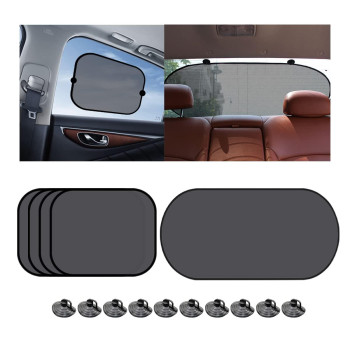 5Pack Set Car Window Shade, Auto Sun Shades For Side And Rear Window, Sun Glare And Uv Rays Protection For Child, Sun Shade With Suction Cup Universal For Most Cars