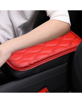 Banseko Car Auto Armrest Cover Pad,Auto Armrest Seat Box Cover,Leather Auto Center Console Cover Universal Fits For Most Cars Suv, And Truck (Red)