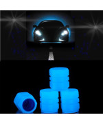 4Pcs Night Glow Luminous Wheels Cap Tire Valve Stem For Car, Air Caps Cover Fluorescent, Illuminated Auto Car Wheel Valve Stem Caps Cover For Car, Suv, Motorcycles, Truck, Vehicle (Blue)