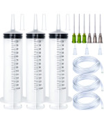 Large Syringes With Tube For Liquid 3 Pack 150Ml Plastic Big Syringe With Blunt Needle And Tip Cap, Individual Sterile Sealed