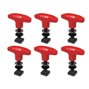 Gpca - Gp Anchor Quick-Release Tie Down Anchort-Handle M8 25Mm Set With Screw Nuts For Fast Jeep Top Removal Lift, Truck Tie Downs, Jeep Wrangler Accessories For 4Xe, J Yj, Patented, Red, 6 Packs