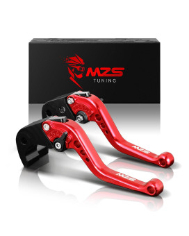 Mzs Red Motorcycle Brake Clutch Levers Short Adjustable Cnc Compatible With Fz1 Fazer 2006-2015 Fz6 Fazer 2004-2010 Fz6R 2009-2017 Fz8 2011-2016 Xj6 Diversion 2009-2016