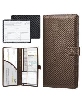 Car-Registration-And-Insurance-Holder With Magnetic Closure Pu Leather-Car-Document-Holder For Cards Insurance And Registration Holder Auto Car Document Case Essential Document Driver License Brown