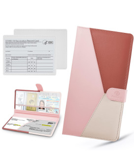 Vehicle-Glove-Box-Organizer,Car-Registration-And-Insurance-Holder With Magnetic Closure Leather-Car-Document-Holder For Cards Auto Car Document Wallet Case Essential Document Driver License Pink