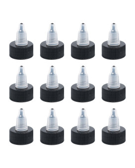 Black & Natural Twist Top Caps, Bottle Cap Size (24/410) Replacement Caps for Squeeze Bottles Angelus Paint Bottles, Dispensing Caps for Crafts, Art, Glue and More - 12 Pack