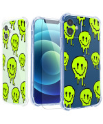 Roemary Smiley Face Case For Iphone 12 Pro With Trippy Face Design, Smiley Pattern With Screen Protector Buffertech 66 Ft Drop Impact] Soft Tpu Protective Case For Iphone 12 Pro 61 Inch