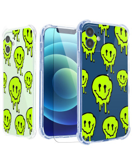 Roemary Smiley Face Case For Iphone 12 Pro With Trippy Face Design, Smiley Pattern With Screen Protector Buffertech 66 Ft Drop Impact] Soft Tpu Protective Case For Iphone 12 Pro 61 Inch